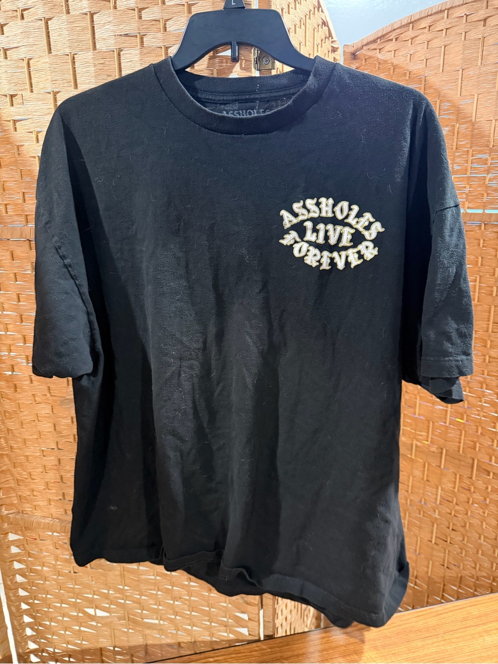 Graphic Black Tee with Cream Chest Script